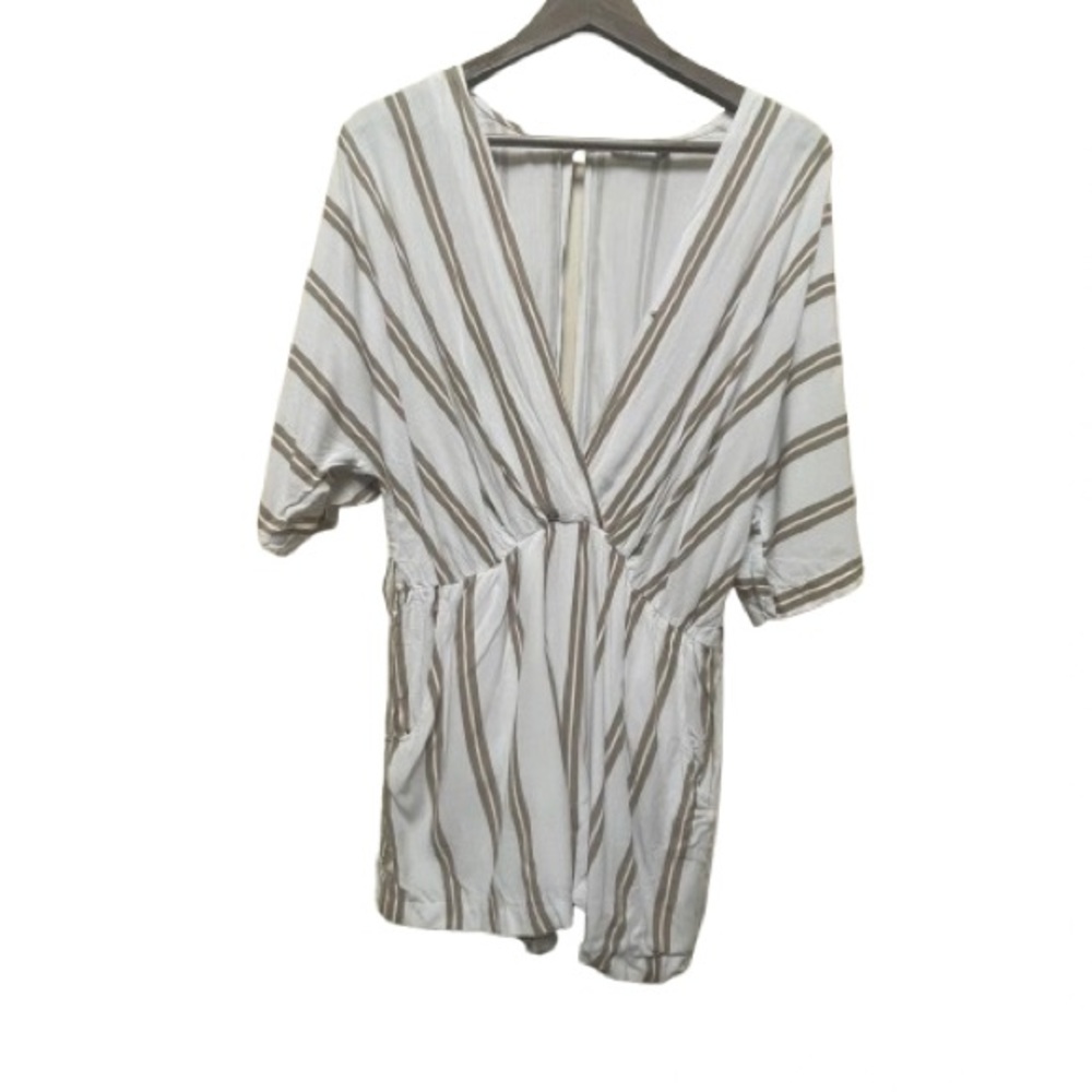Lush Women’s Striped V-neck Romper Large